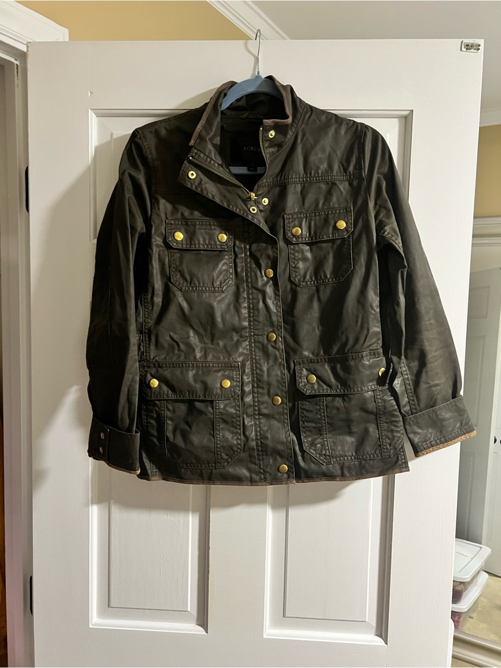 J. Crew Olive Utility Field Jacket with Brass Buttons